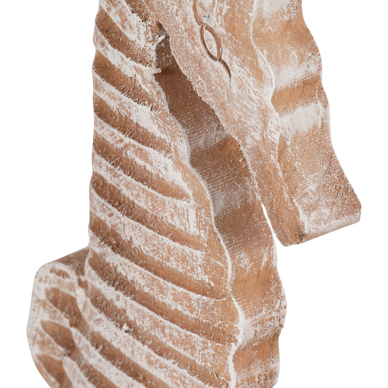 WOOD, 13"H SEAHORSE, RUSTIC WHITE