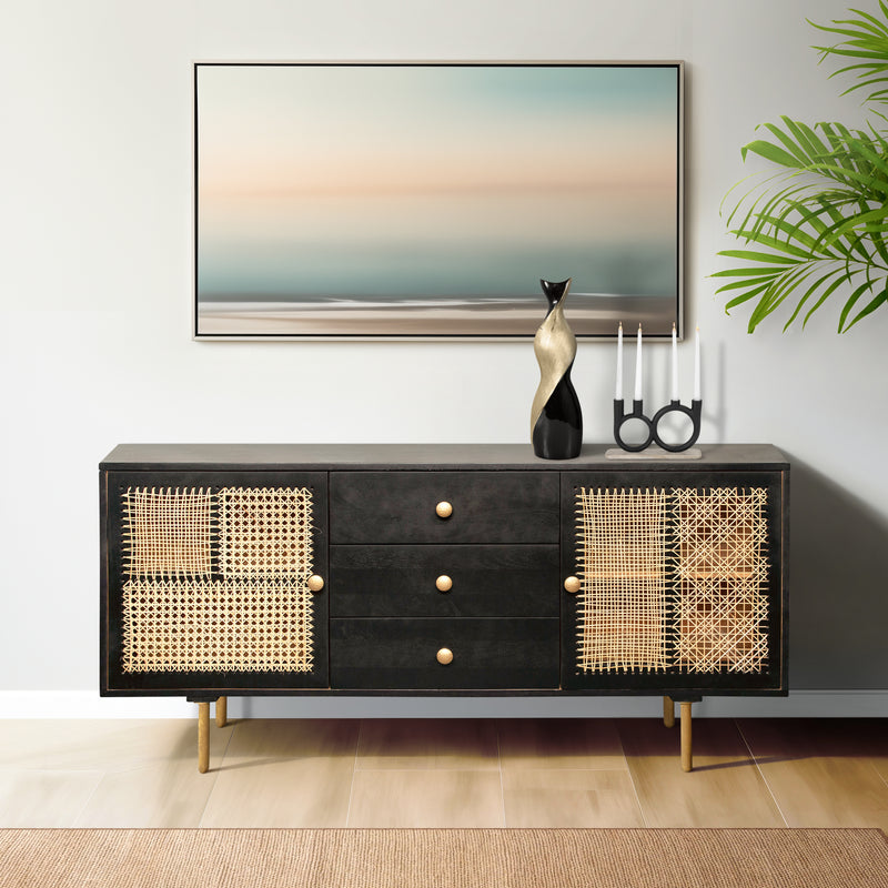 WOOD 63X30" PATCHWORK SIDEBOARD