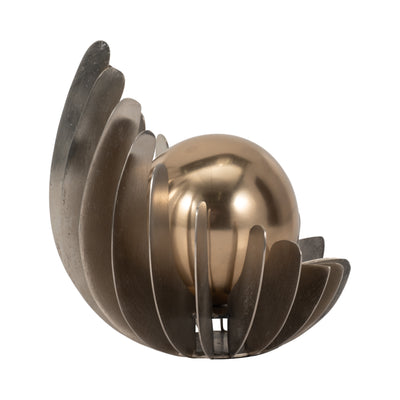 12" Ares Metal Sphere Large Statuary, Gold