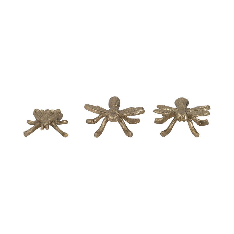 Metal, S/3 3/4/4" Assorted Bugs, Gold