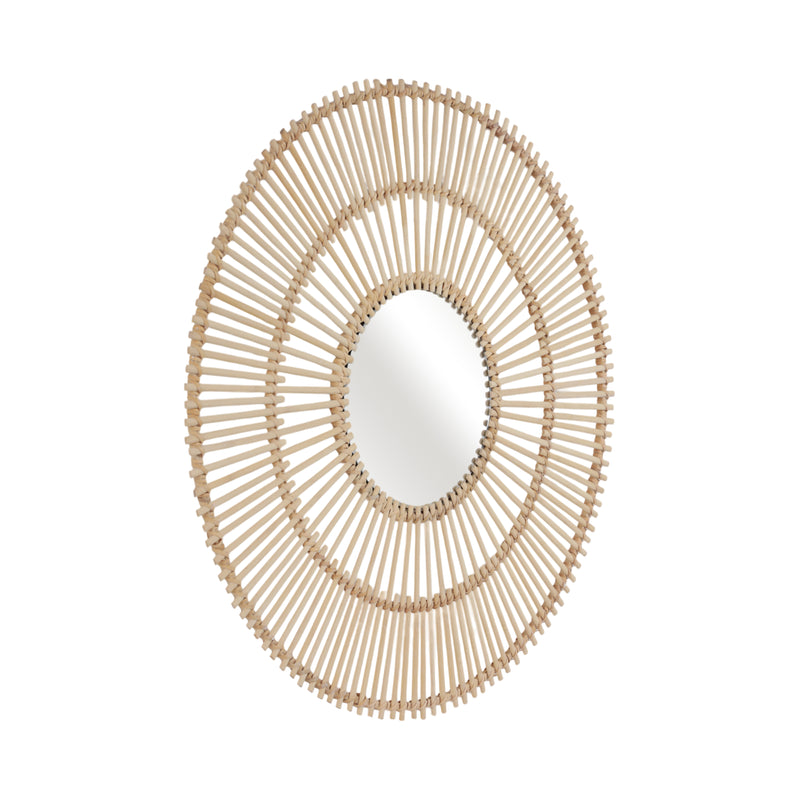 31" RATTAN MIRROR WALL DECOR, NATURAL