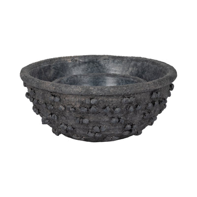 S/2 8/12" Textured Knobby Knot Bowls, Black