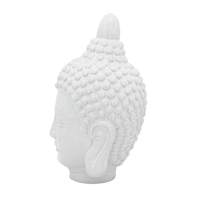 CERAMIC 10" BUDDHA HEAD, WHITE