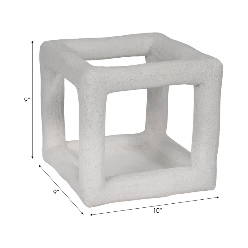 10" Textured Open Square Object, White