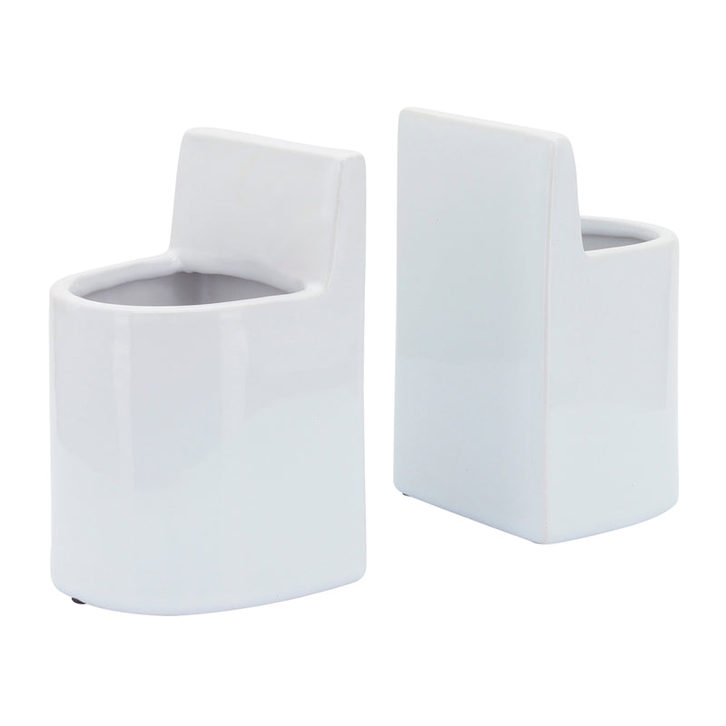 CER, 6" POUCH BOOKENDS, WHITE