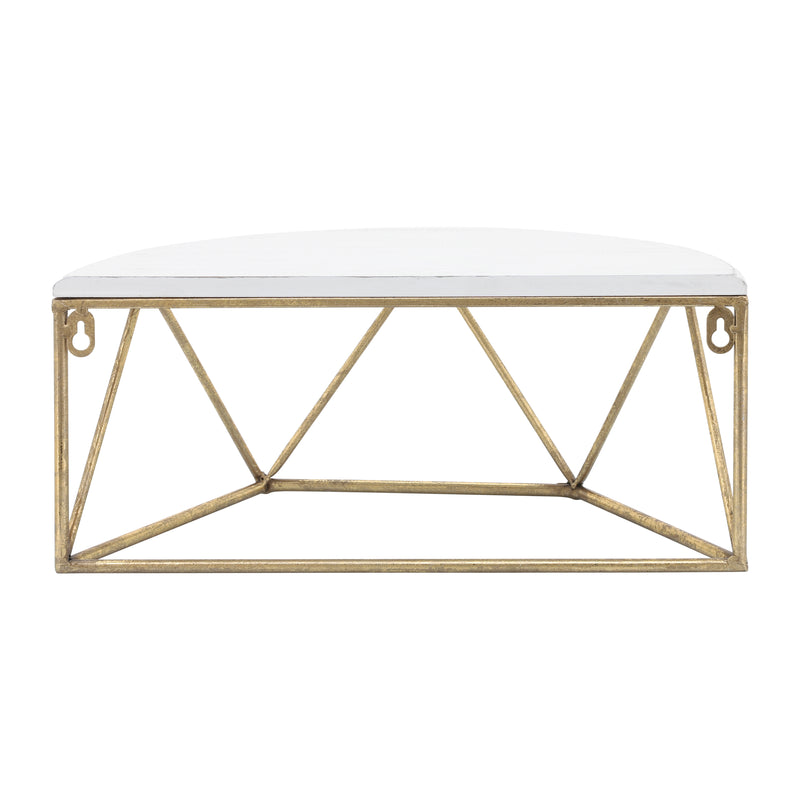 WOOD / METAL 16" L DEMILUNE WALL SHELF, WHITE