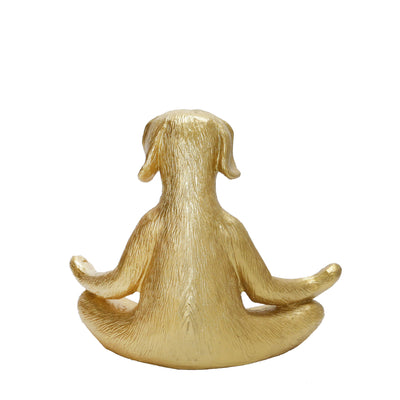 Polyresin 7" Yoga Dog, Gold