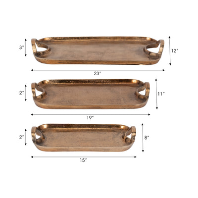 S/3 15/19/23" Darcy Trays, Bronze