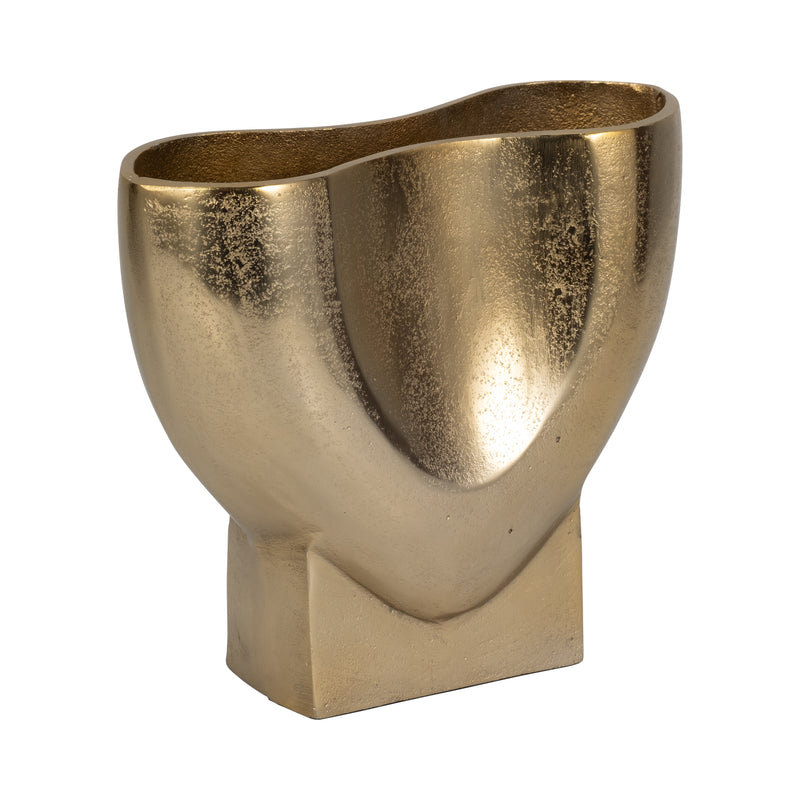 9" Abyss Arrow Shaped Metal Vase, Gold