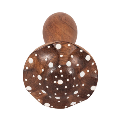 8" Wood Mushroom With White Dots, Brown