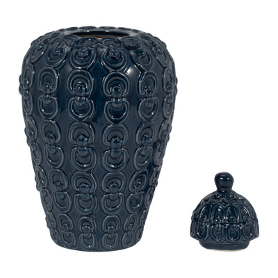 CER, 12" CHAIN TEXTURE JAR, NAVY