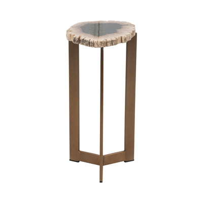 Petrified Wood, 21" Accent Table, Multi