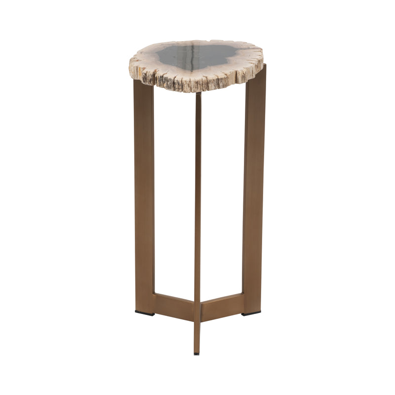 Petrified Wood, 21" Accent Table, Multi