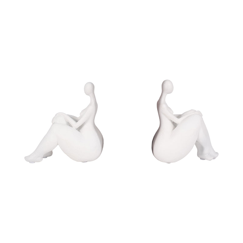 S/2 Sitting Ladies Bookends, White