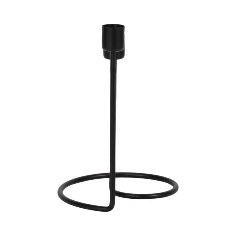 METAL, 8" SWIRLY 2-TAPER CANDLEHOLDER, BLACK