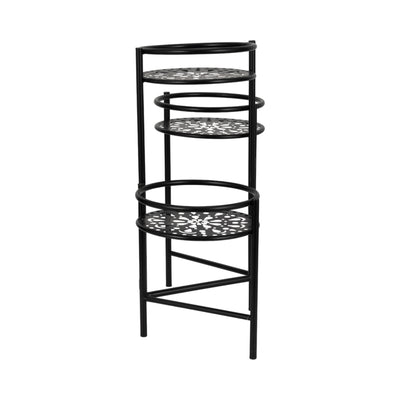 Metal, 22" Folding 3-tier Plant Stand, Black