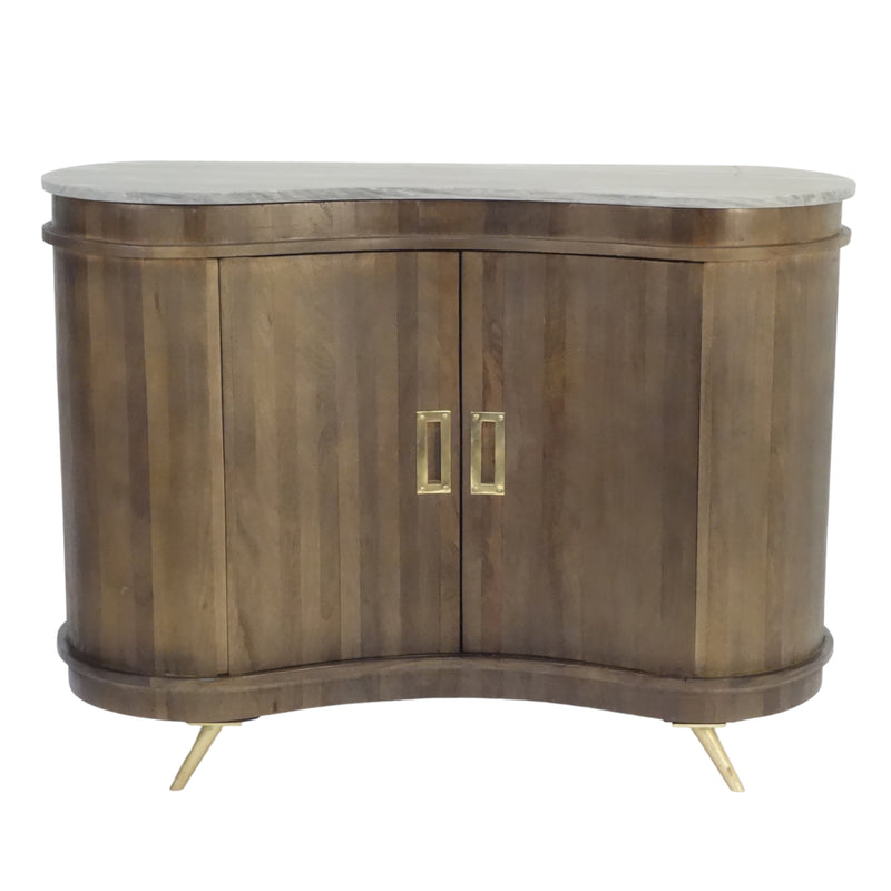 44" Roquet Carved Curved Wood 2-door Chest