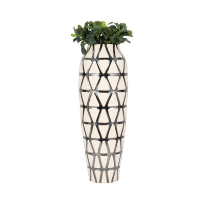 28" Fabiola Oversized Tribal Vase, Pewter