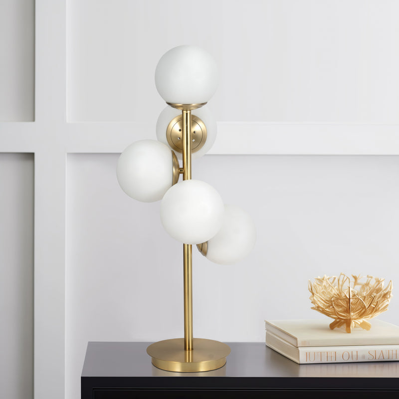 Glass 26" Frosted Globe Table Lamp, Gold