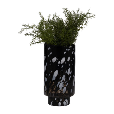 13" Hennie Large Black & White Glass Vase