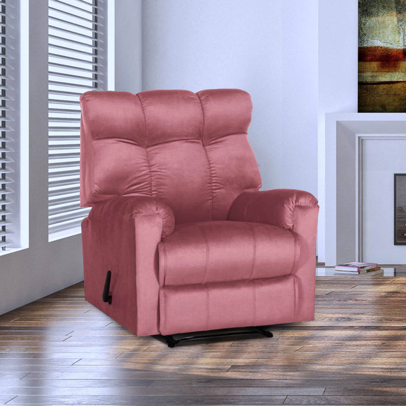 Velvet Rocking & Rotating Recliner Chair - Dark Pink - AB011