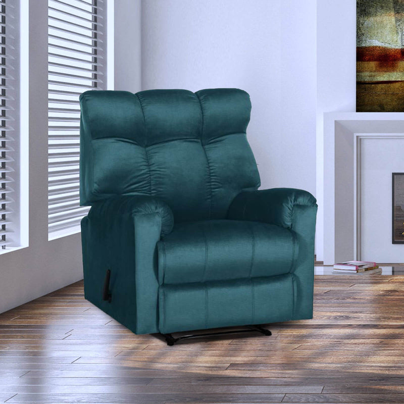 Velvet Rocking Recliner Chair - Dark Turquoise - AB011