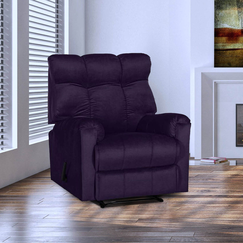 Velvet Rocking Recliner Chair - Dark Purple - AB011