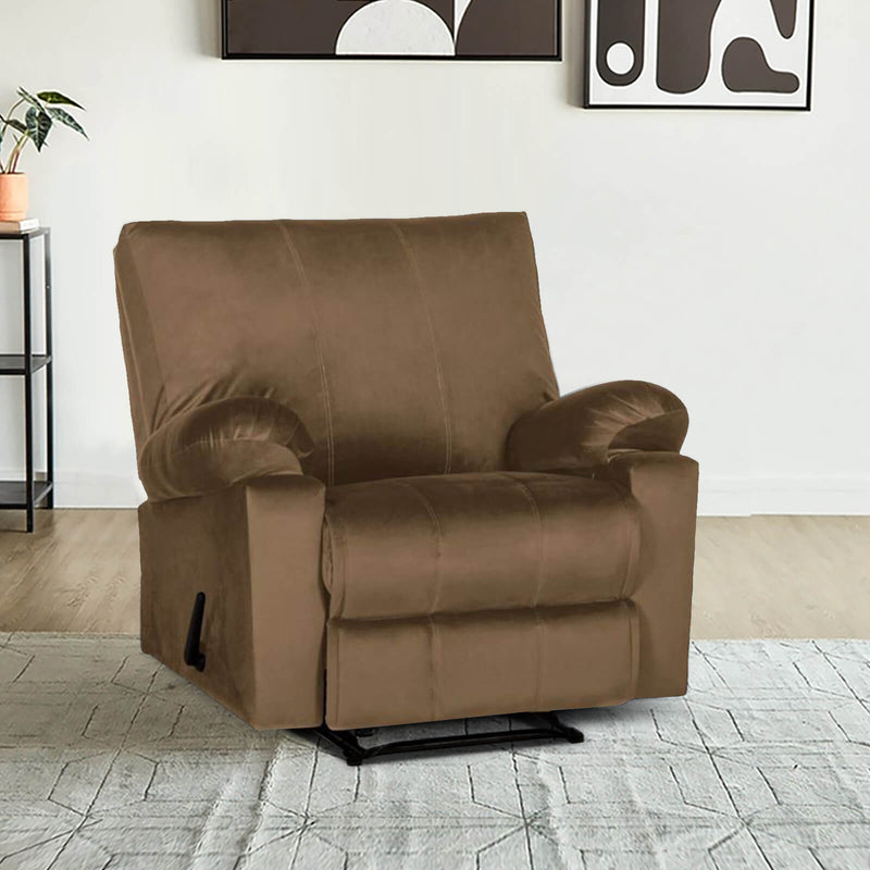 Velvet Classic Recliner Chair - Light Brown - H1