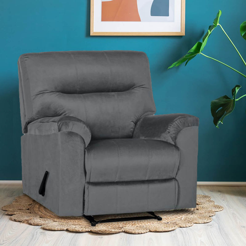 Velvet Rocking Recliner Chair - Grey - AB01