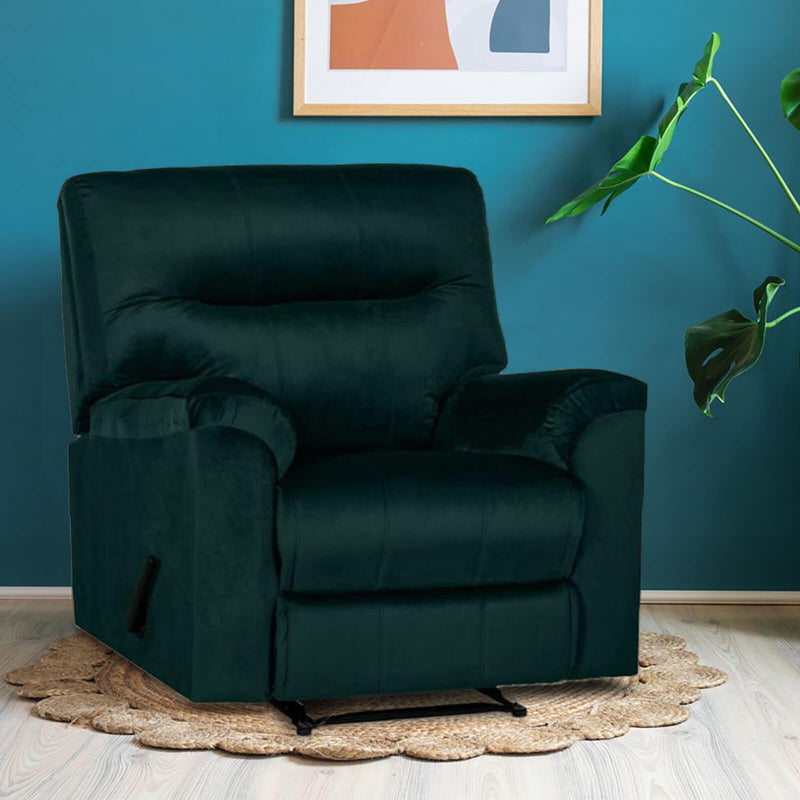 Velvet Rocking Recliner Chair - Dark Green - AB01