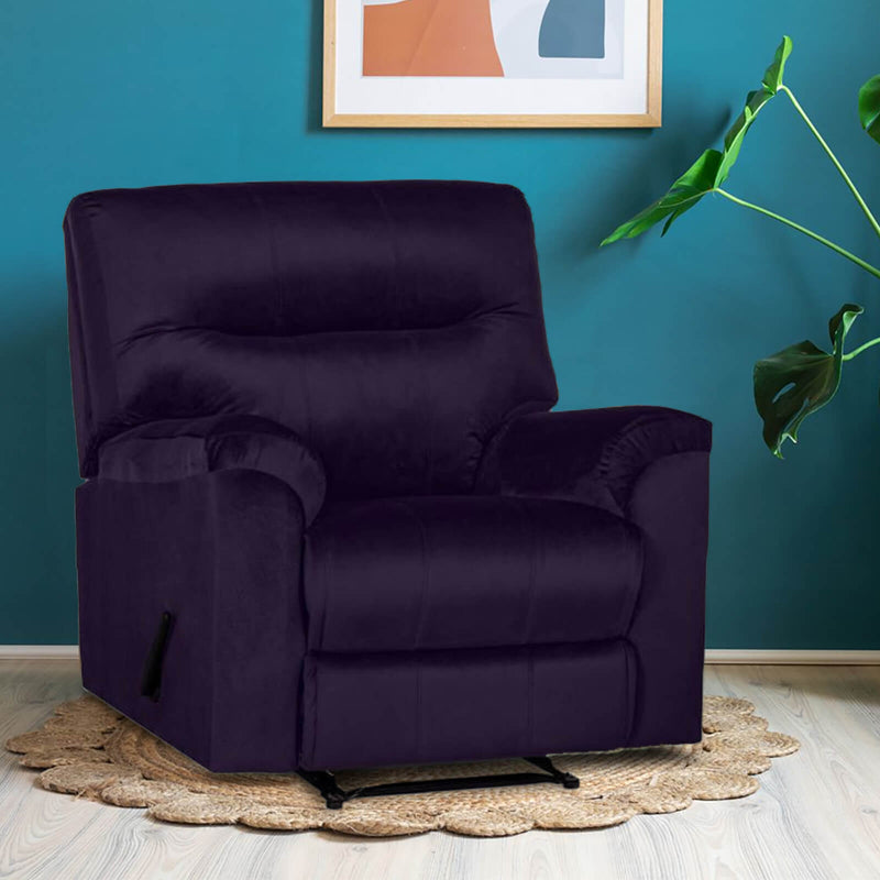 Velvet Rocking & Rotating Recliner Chair - Dark Purple - AB01