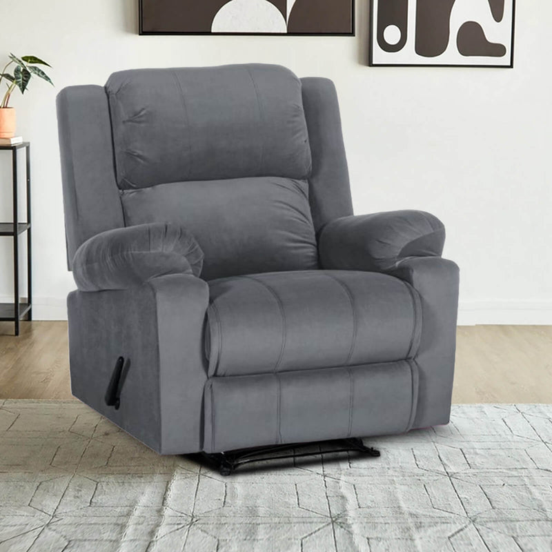 Velvet Rocking Recliner Chair - Grey - AB02