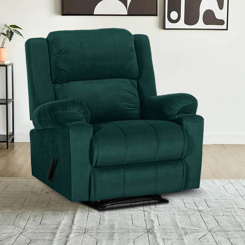 Velvet Rocking Recliner Chair - Dark Green - AB02