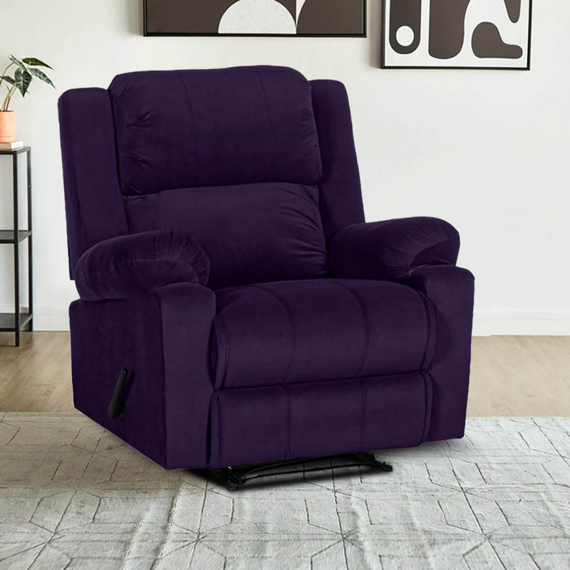 Velvet Rocking & Rotating Recliner Chair - Dark Purple - AB02
