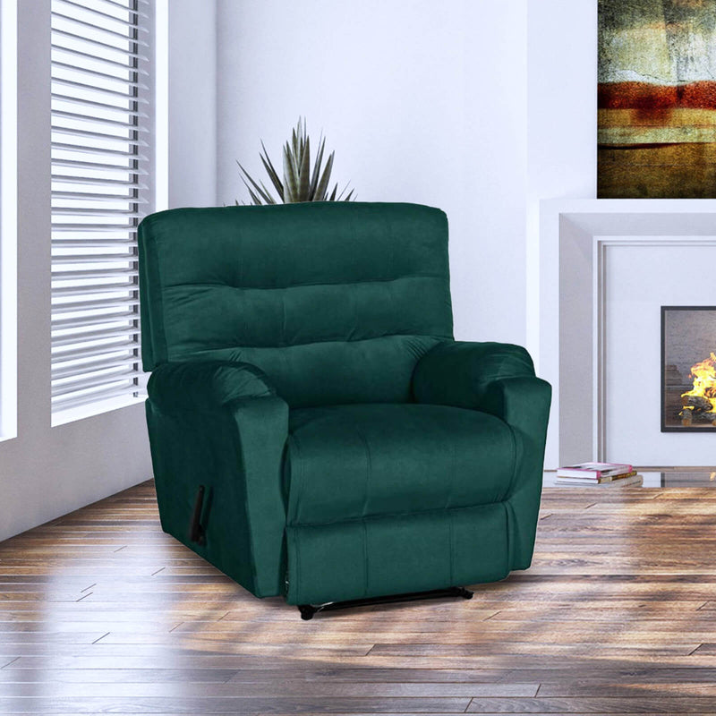 Velvet Classic Recliner Chair - Dark Green - AB03