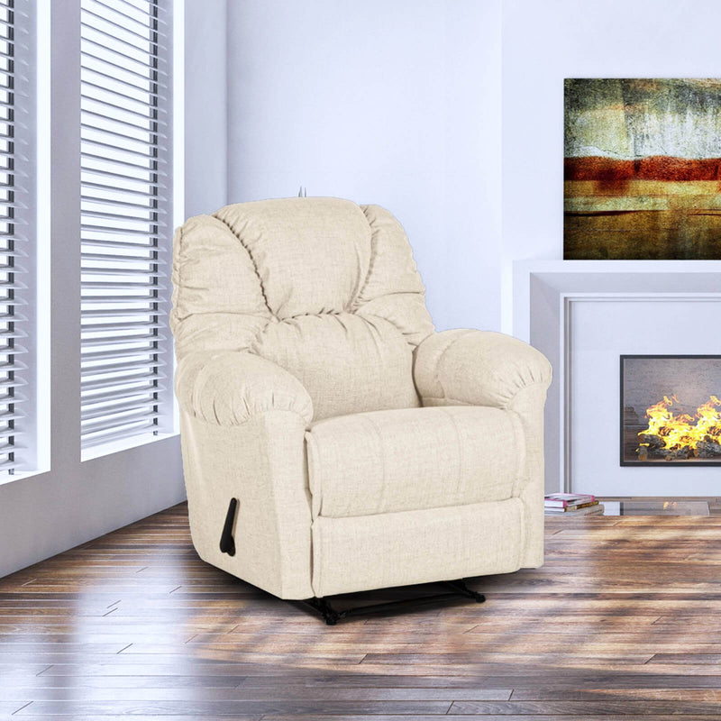 Linen Upholstered Rocking & Rotating Recliner Chair With Bed Mode From American Polo - Light Beige