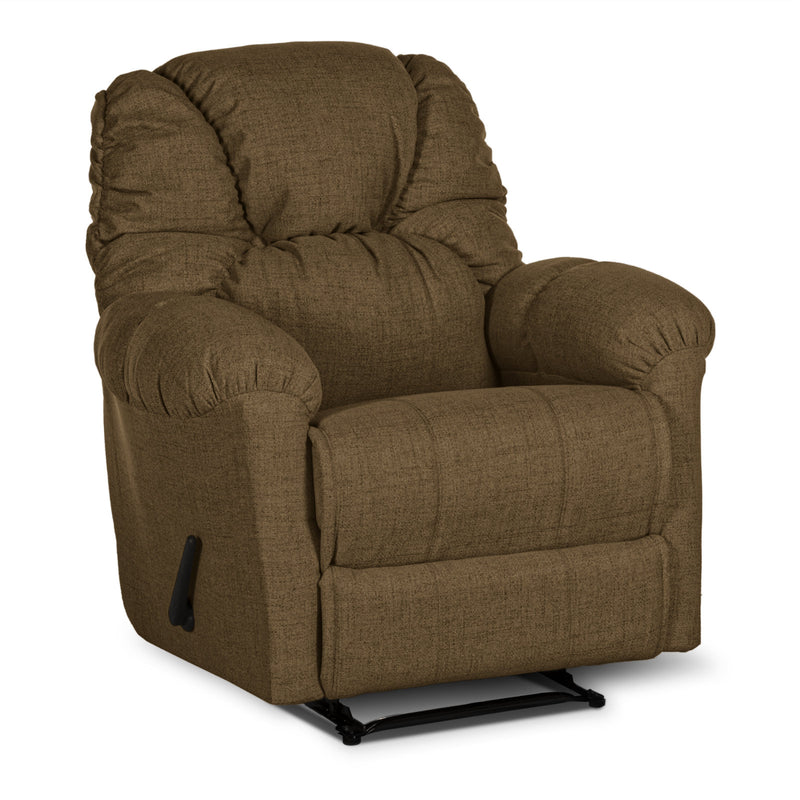 Linen Upholstered Rocking & Rotating Recliner Chair With Bed Mode From American Polo - Brown