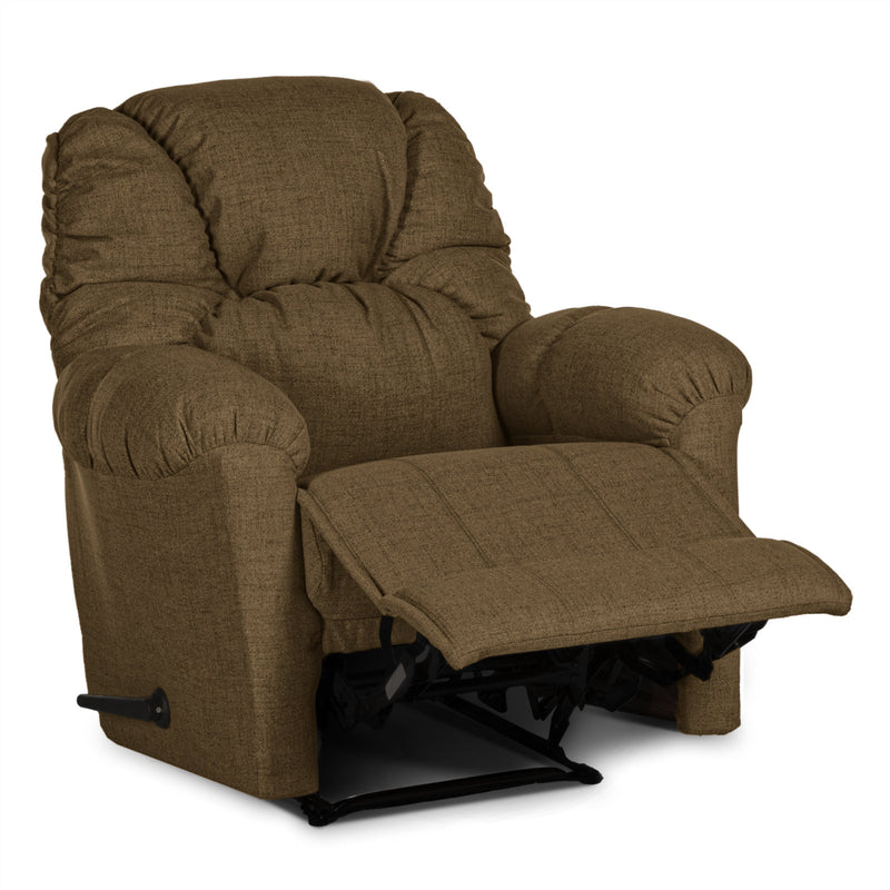 Linen Upholstered Rocking & Rotating Recliner Chair With Bed Mode From American Polo - Brown