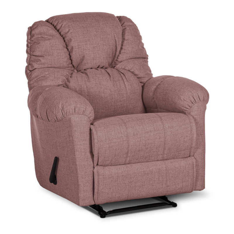 Linen Upholstered Rocking & Rotating Recliner Chair With Bed Mode From American Polo - Dark Pink