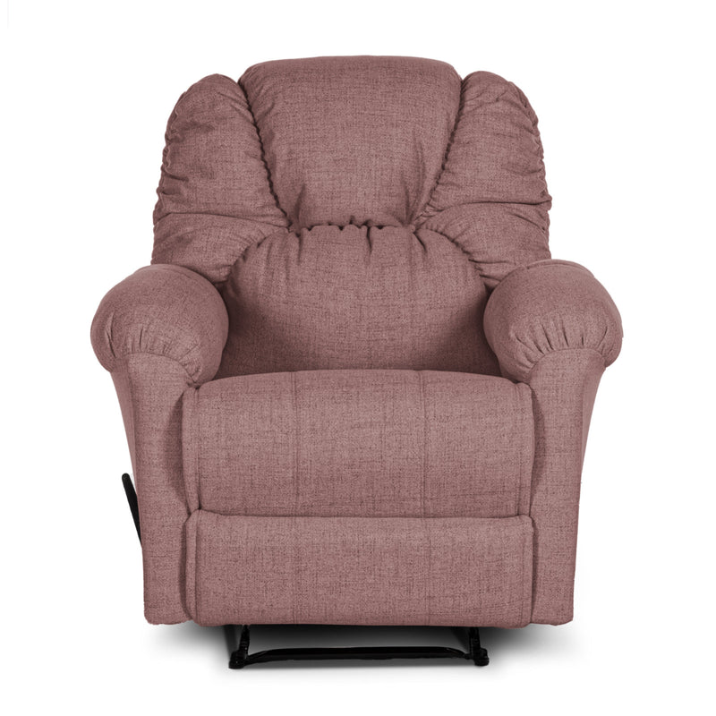 Linen Upholstered Rocking & Rotating Recliner Chair With Bed Mode From American Polo - Dark Pink