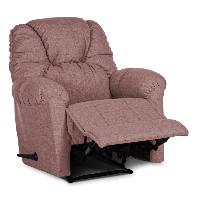 Linen Upholstered Rocking & Rotating Recliner Chair With Bed Mode From American Polo - Dark Pink