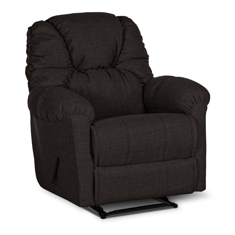 Linen Upholstered Rocking & Rotating Recliner Chair With Bed Mode From American Polo - Dark Brown