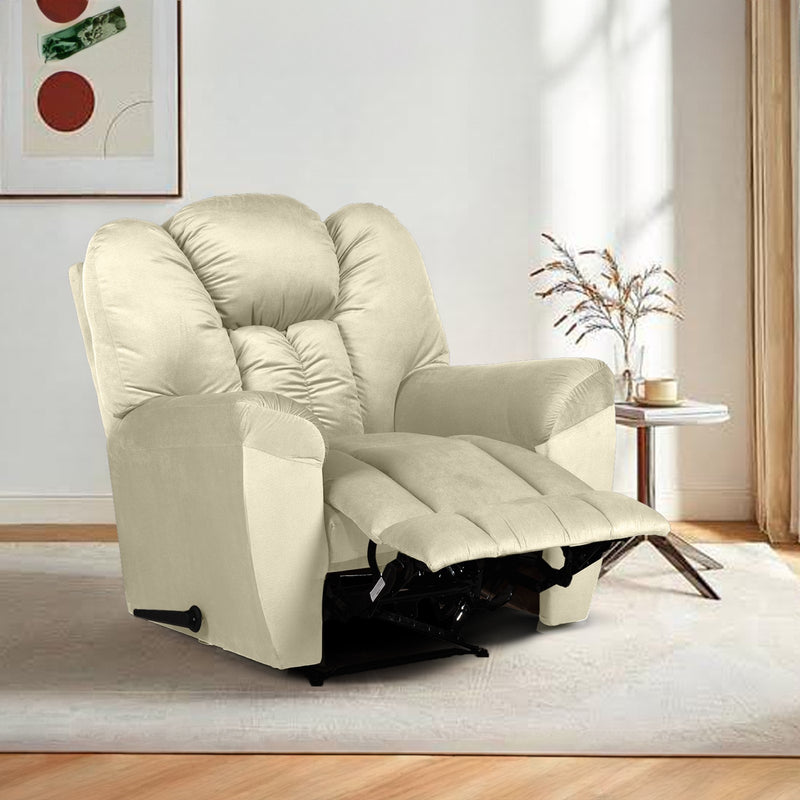 Velvet Rocking Recliner Chair - Light Beige - Stanford