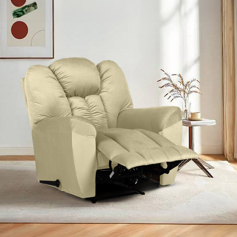 Velvet Rocking Recliner Chair - Dark Ivory - Stanford