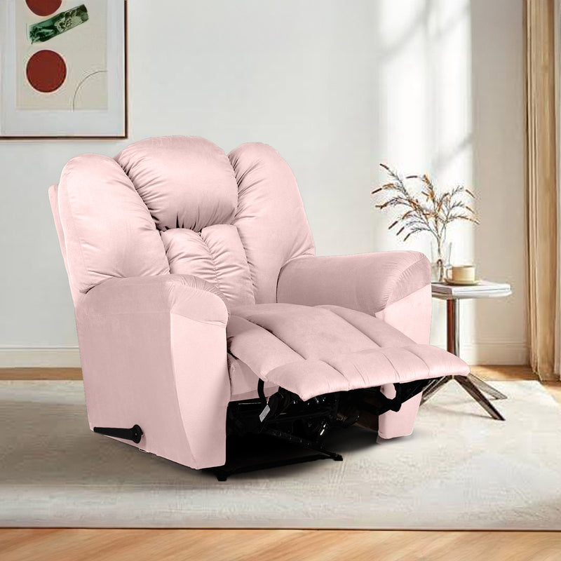 Velvet Rocking & Rotating Recliner Chair - Dark Pink - Stanford