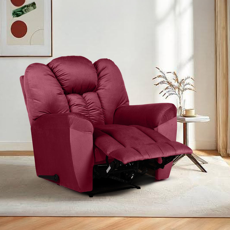 Velvet Rocking & Rotating Recliner Chair - Dark Blue - Stanford