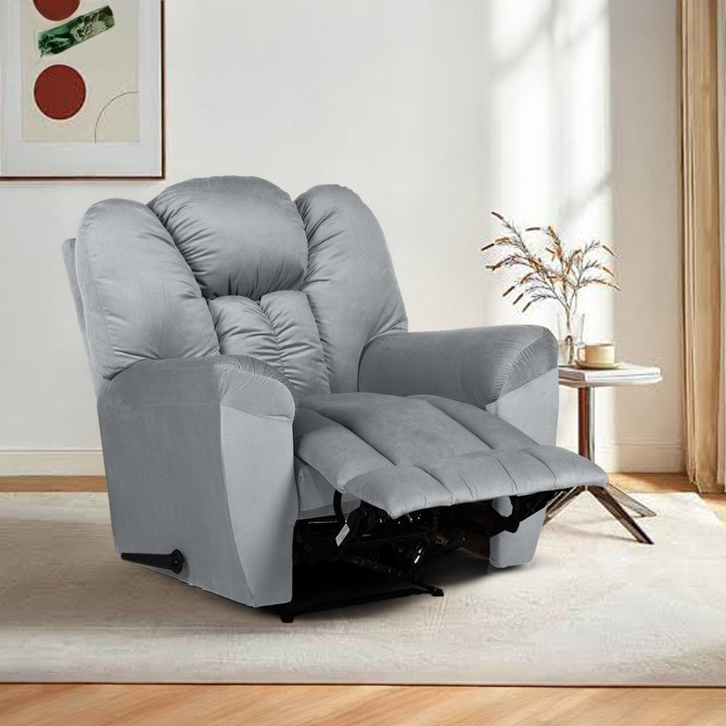 Velvet Rocking Recliner Chair - Dark Blue - Stanford