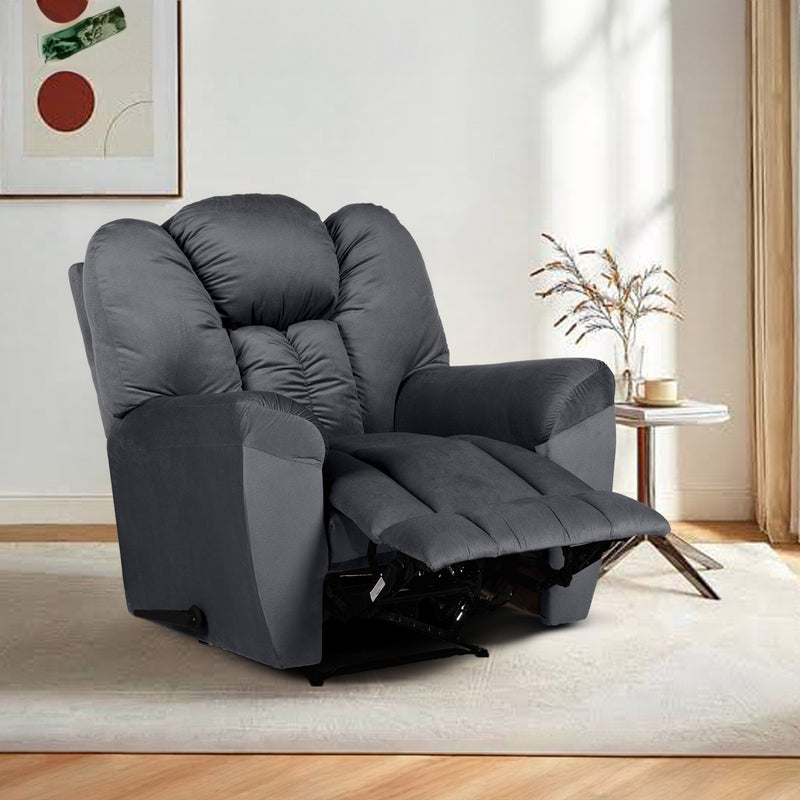 Velvet Rocking Recliner Chair - Dark Grey - Stanford