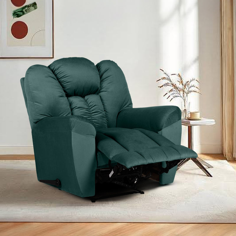 Velvet Rocking & Rotating Recliner Chair - Dark Grey - Stanford