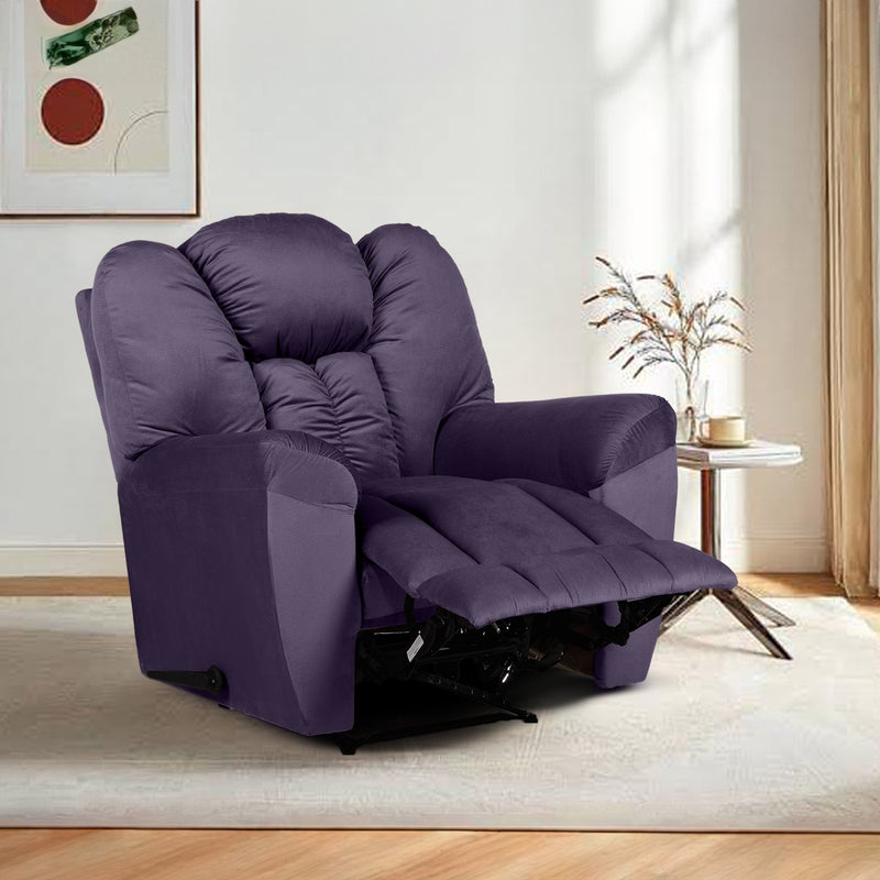 Velvet Rocking & Rotating Recliner Chair - Black - Stanford